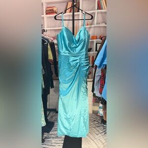NWOT-Stunning Aqua Maxi Dress